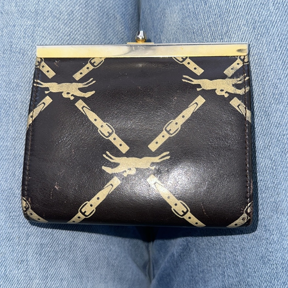 Longchamp Brown tan and Gold coin pouch with Horse Design - Picture 2 of 10